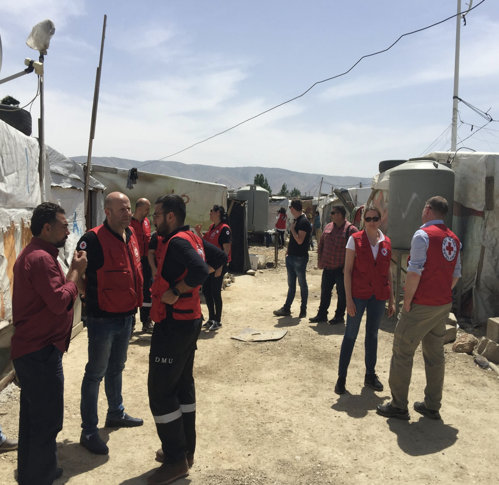 Red Cross refugee camp humanitarian operation